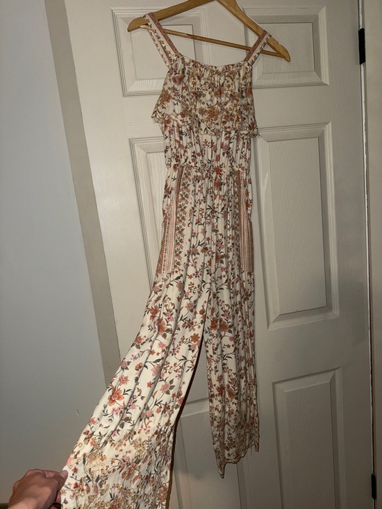 American Eagle Outfitters Pants - American Eagle Outfitters Cream Floral Wide-Leg Jumpsuit